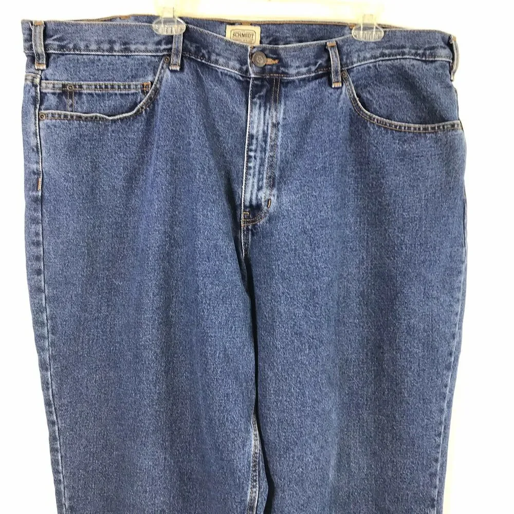 Schmidt Jeans Mens 44 x 33 Straight ‎ Medium Wash Denim Workwear